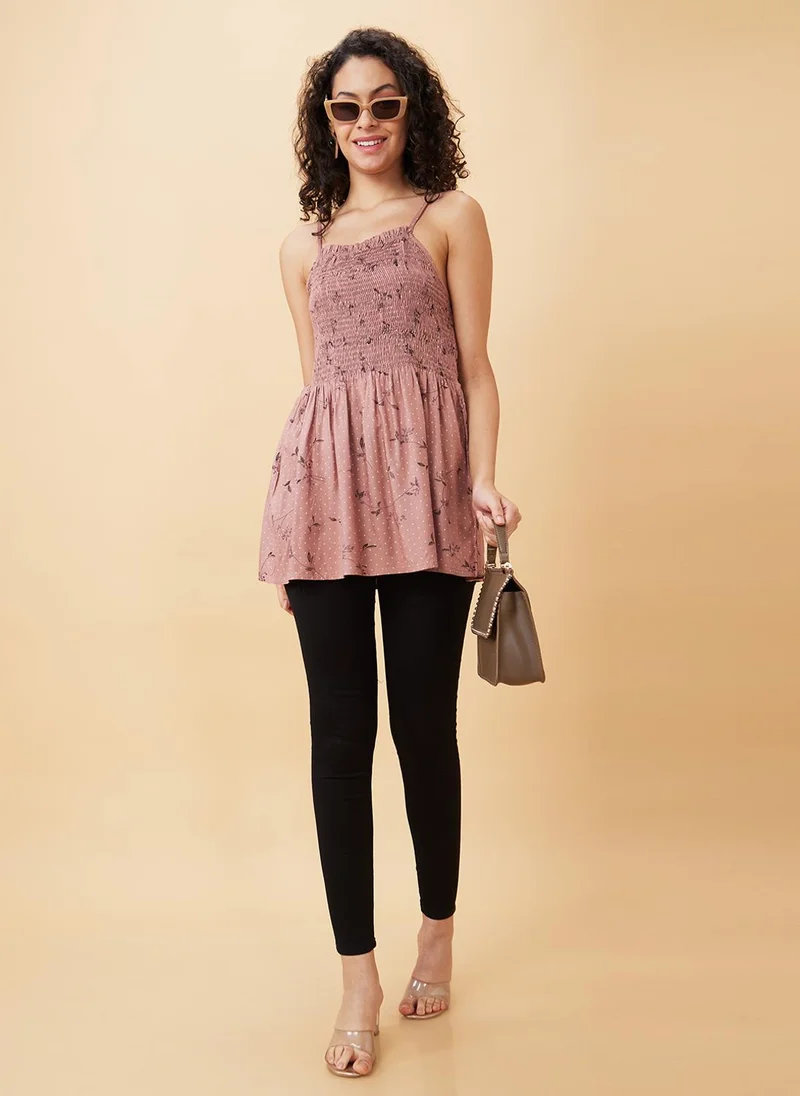 globus Globus Women Floral Printed Shoulder Straps Smocked Tunic